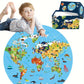 Puzzle rond carte du monde et animaux, 70 pièces, diamètre 580 mm