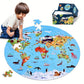 Puzzle rond carte du monde et animaux, 70 pièces, diamètre 580 mm