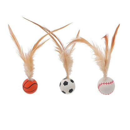 Balle de jeu pour chat avec plumes