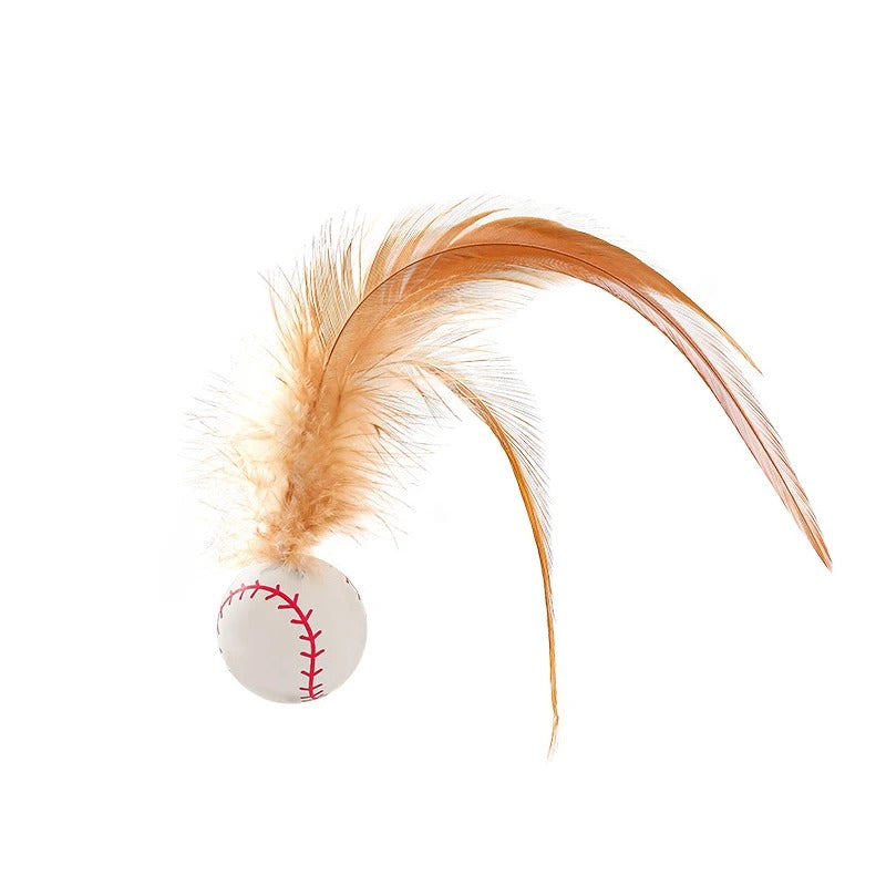Balle de jeu pour chat avec plumes