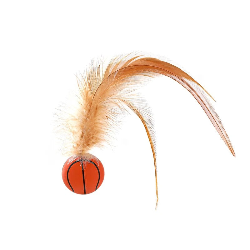 Balle de jeu pour chat avec plumes