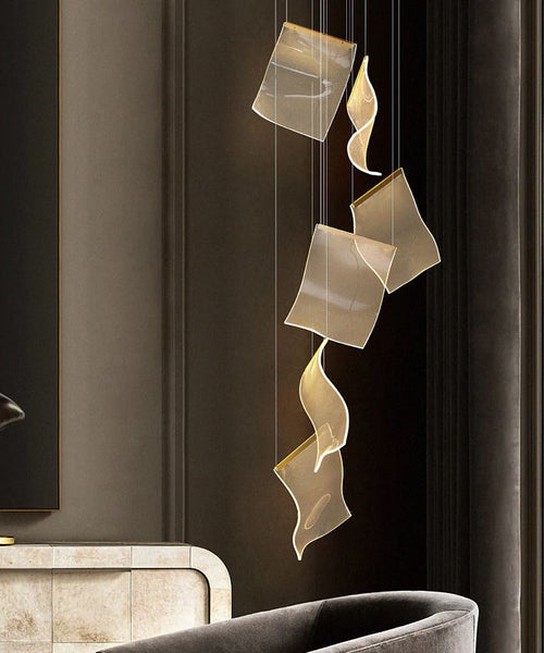 Lustre LED doré à 6 lumières avec base ronde – image 36