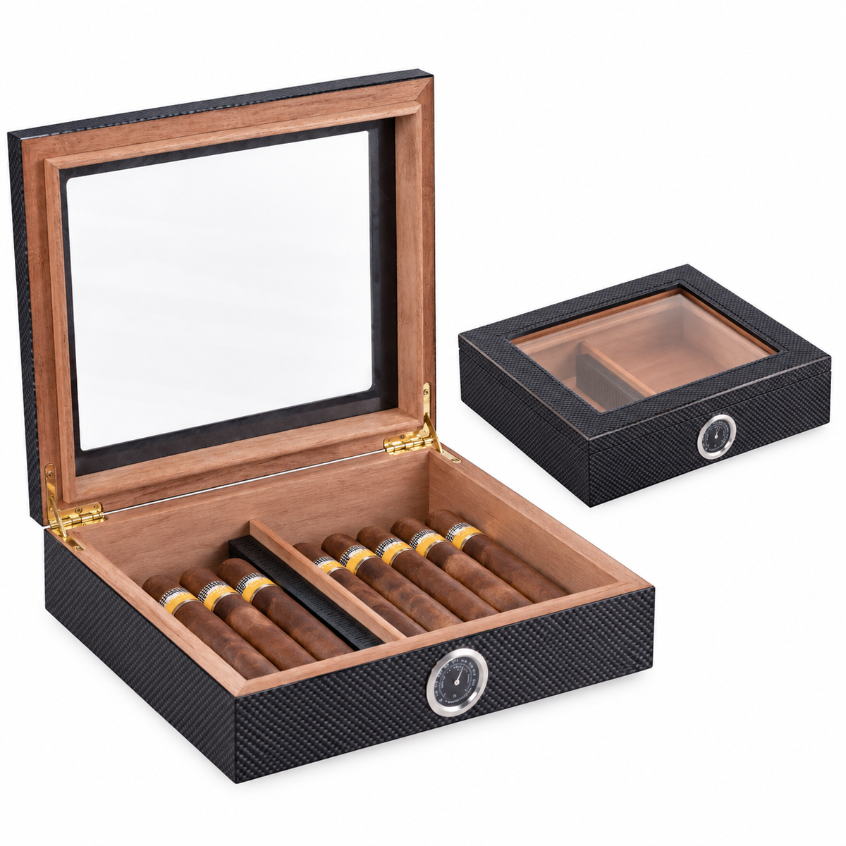 Coffret de rangement pour quinze cigares avec hygromètre