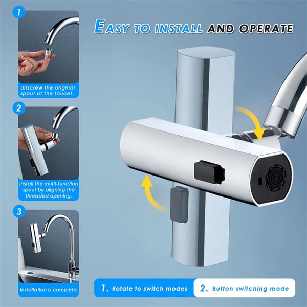 Embout de robinet 3 fonctions rotatif à 360°