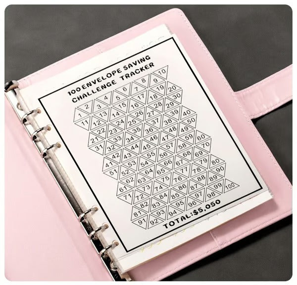 Classeur de budget A5 avec 100 enveloppes numérotées