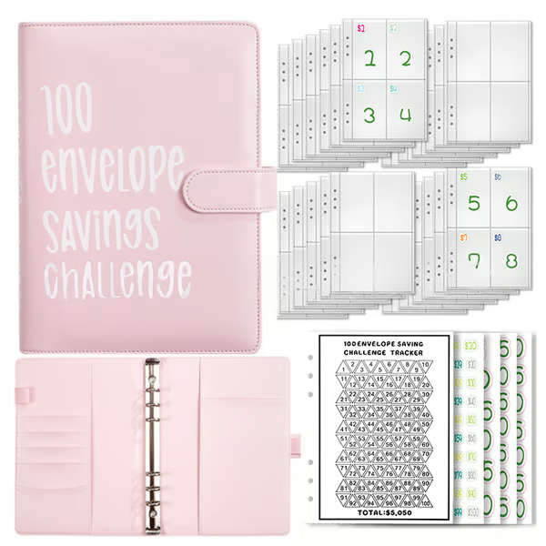 Classeur de budget A5 avec 100 enveloppes numérotées