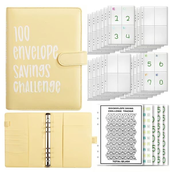 Classeur de budget A5 avec 100 enveloppes numérotées