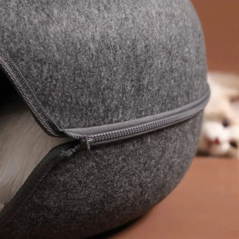 Tunnel et couchage rond en feutre pour chat