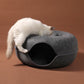 Tunnel et couchage rond en feutre pour chat