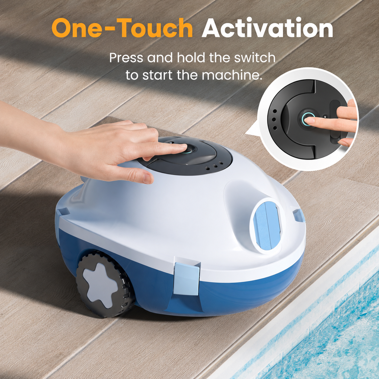 Robot nettoyeur de piscine sans fil – Autonomie 120 min, stationnement automatique, batterie 5200 mAh