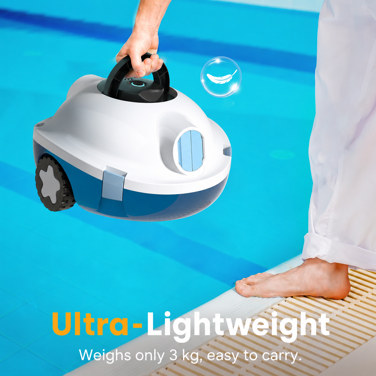 Robot nettoyeur de piscine sans fil – Autonomie 120 min, stationnement automatique, batterie 5200 mAh