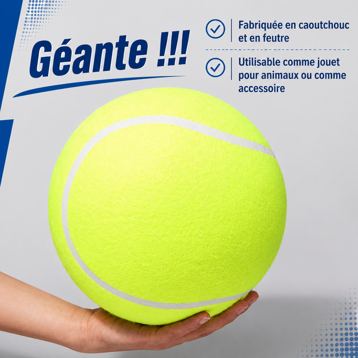 Felineau Balle de Tennis Géante XXL pour Chien — Diamètre 24 cm