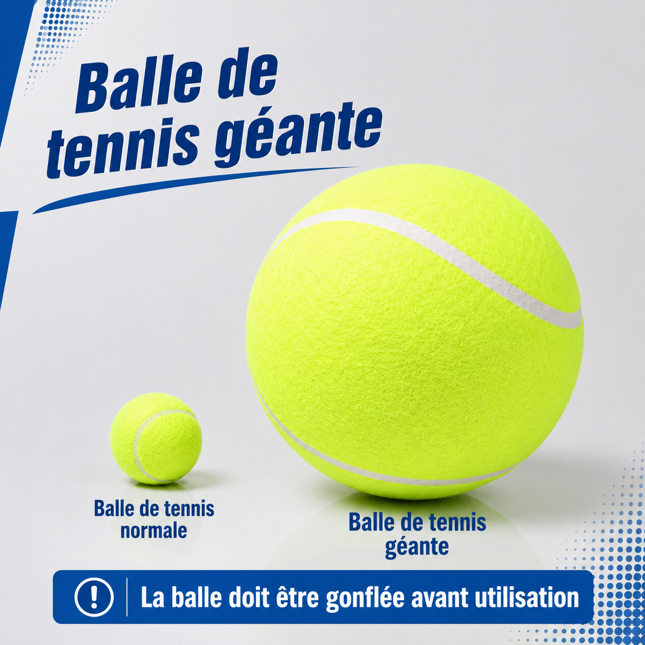 Felineau Balle de Tennis Géante XXL pour Chien — Diamètre 24 cm