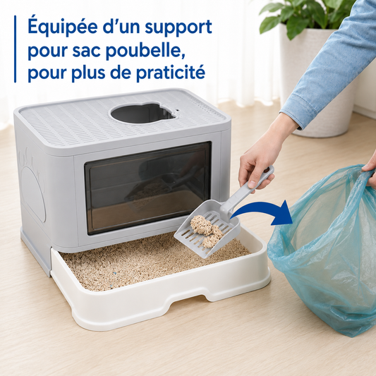 Felineau Maison de Toilette pour Chat — Double Entrée 360° Pliable