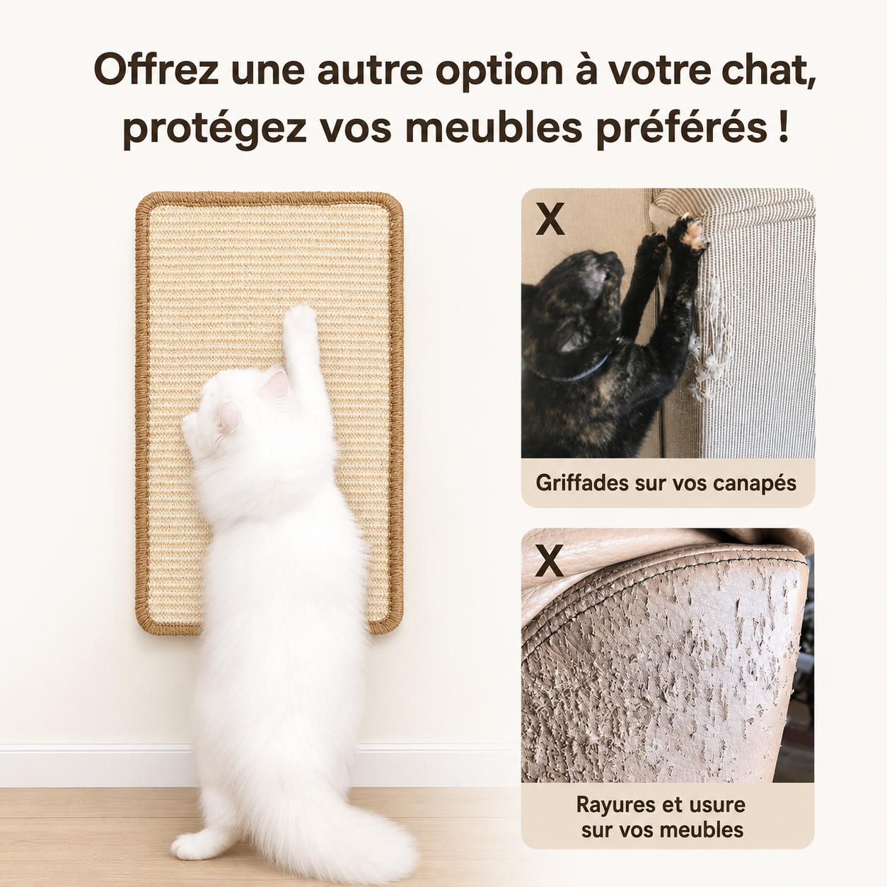 Felineau Tapis Griffoir Sisal Multi-Usage pour Chat