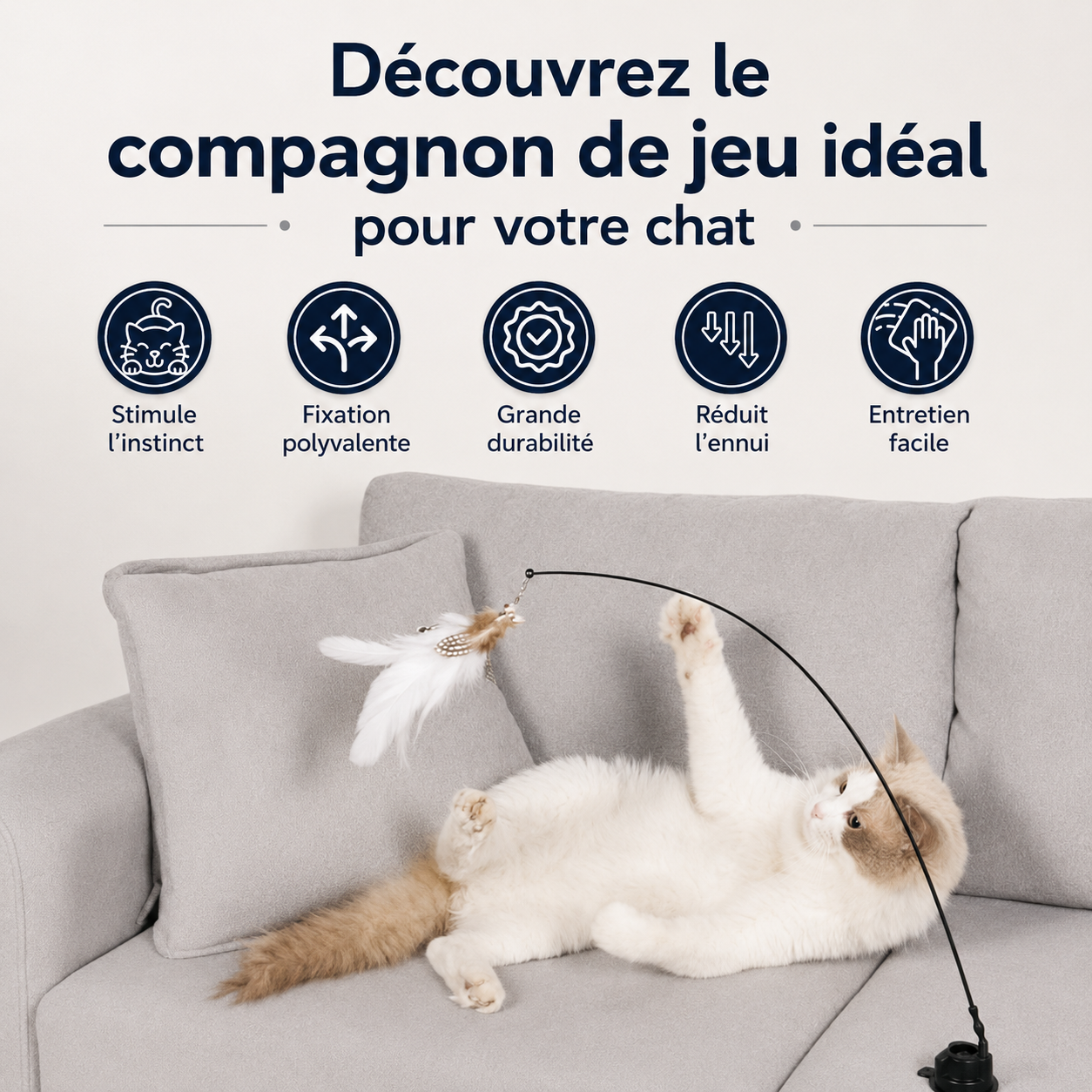 Felineau Set de Jouets Oiseaux Interactifs pour Chat — Base Ventouse