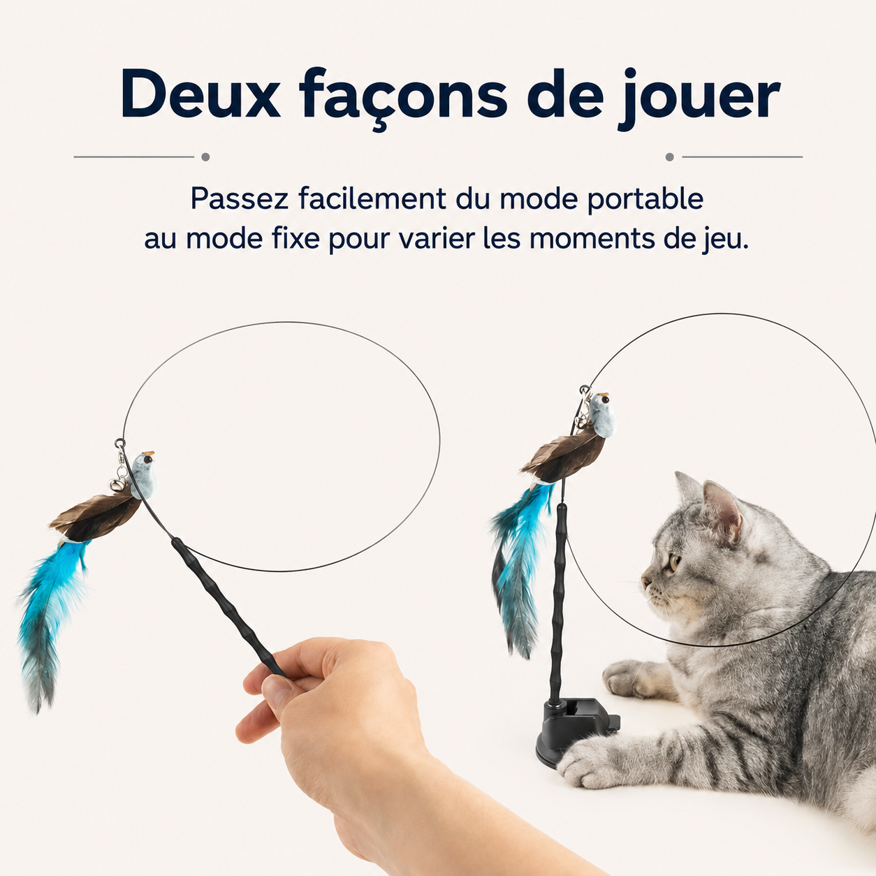 Felineau Set de Jouets Oiseaux Interactifs pour Chat — Base Ventouse
