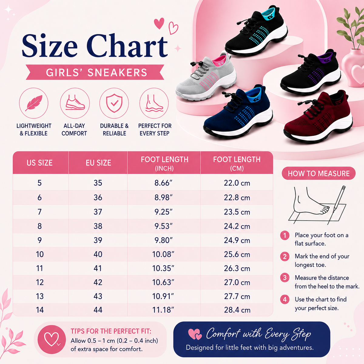 Baskets larges pour femme avec semelle amortissante