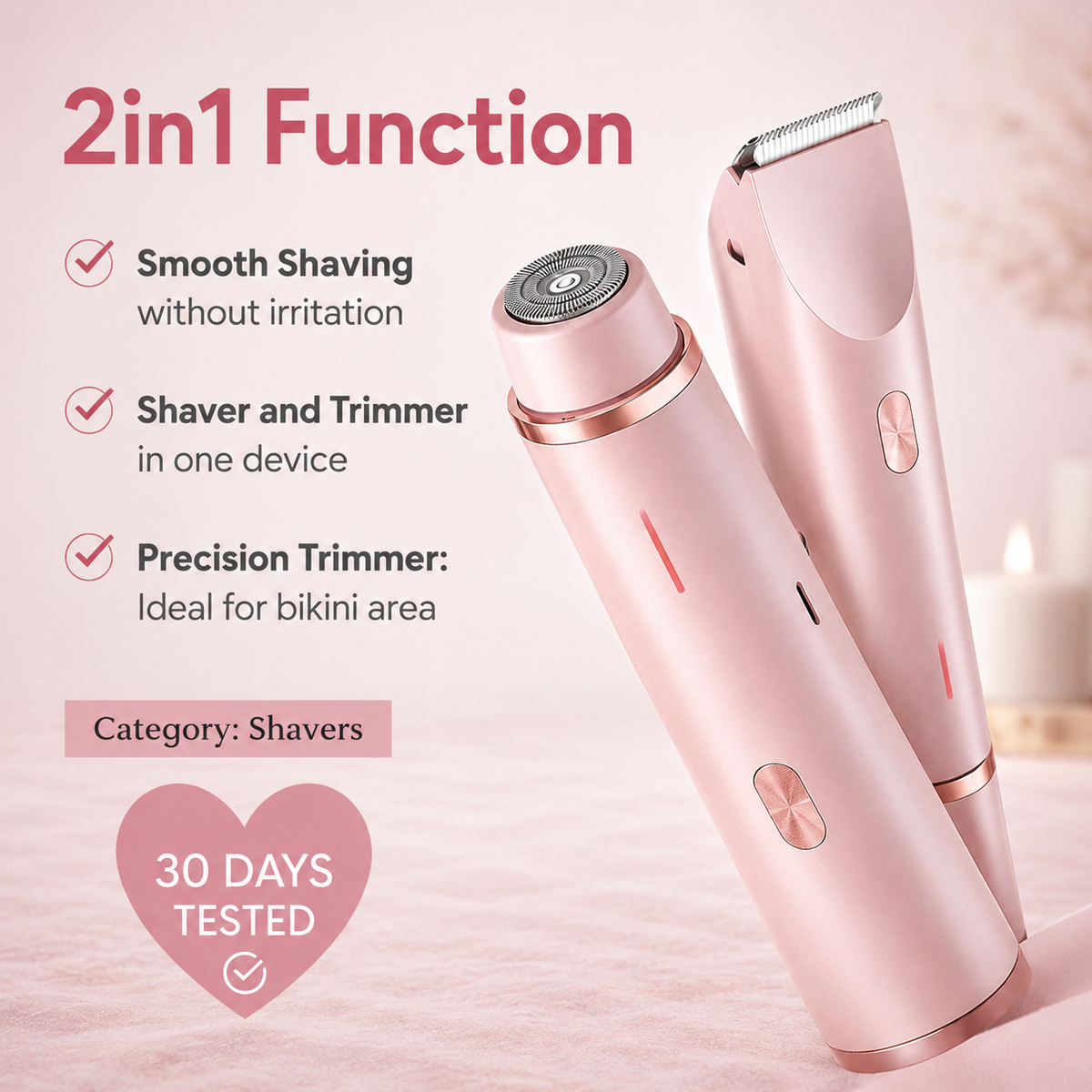 Rasoir électrique rechargeable pour femme, corps et zones sensibles