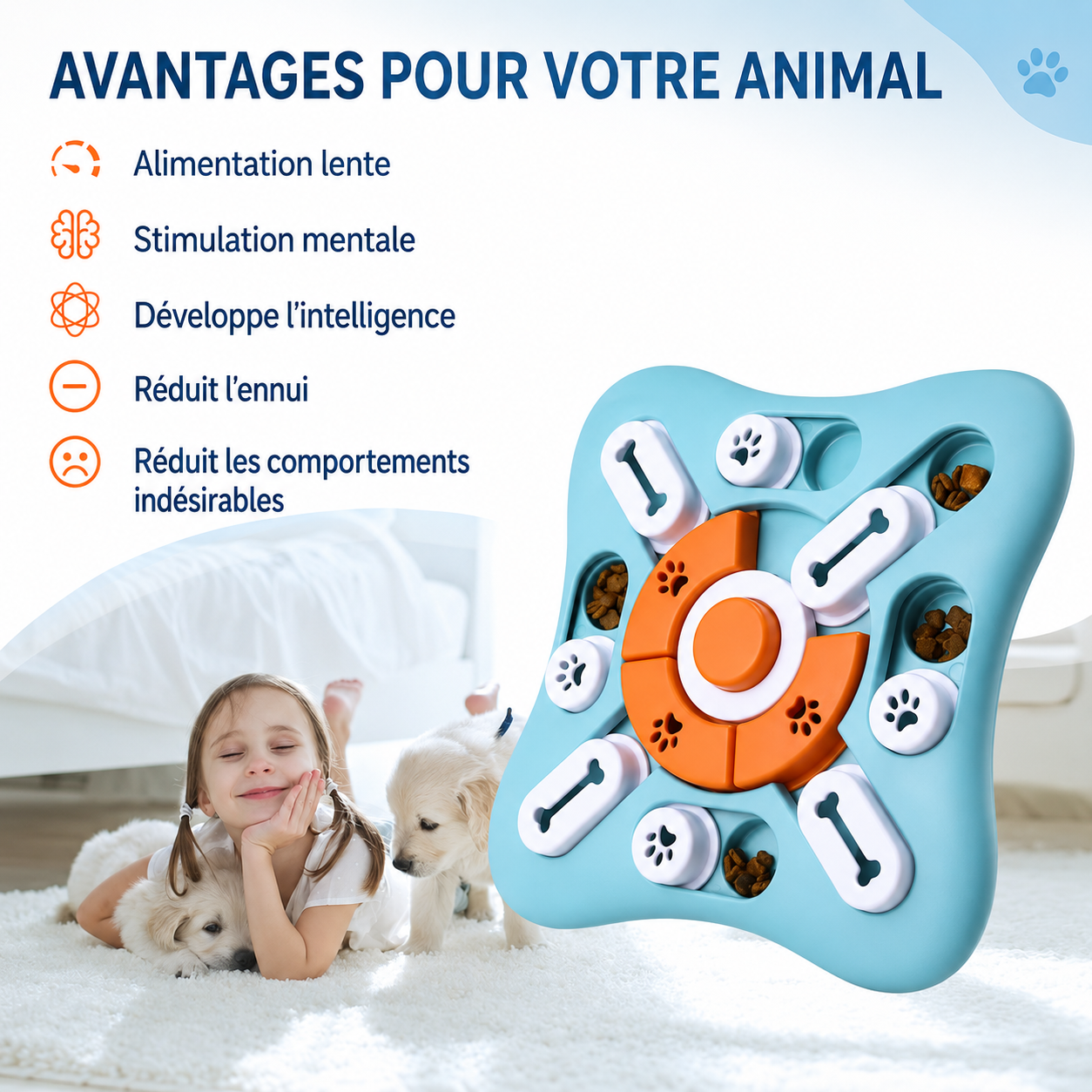 Jouet Puzzle Interactif pour Chien – Jeu d’Activation Anti-Ennui avec Cachettes à Friandises