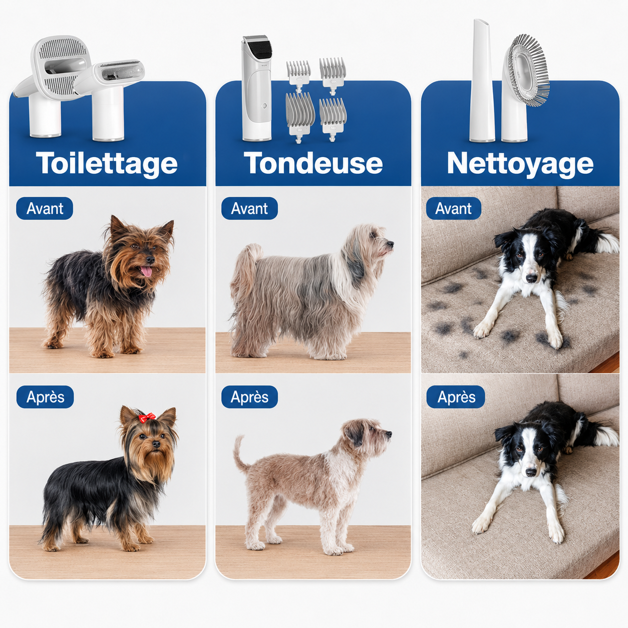 Felineau Aspirateur et Tondeuse de Toilettage pour Chiens et Chats - Capacité 2,3L