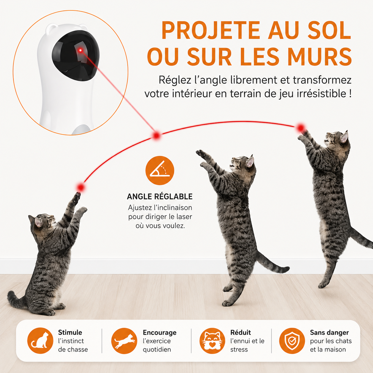 Felineau Jouet Laser Automatique pour Chat avec Rotation 360°, Minuterie Intelligente et Vitesses Réglables