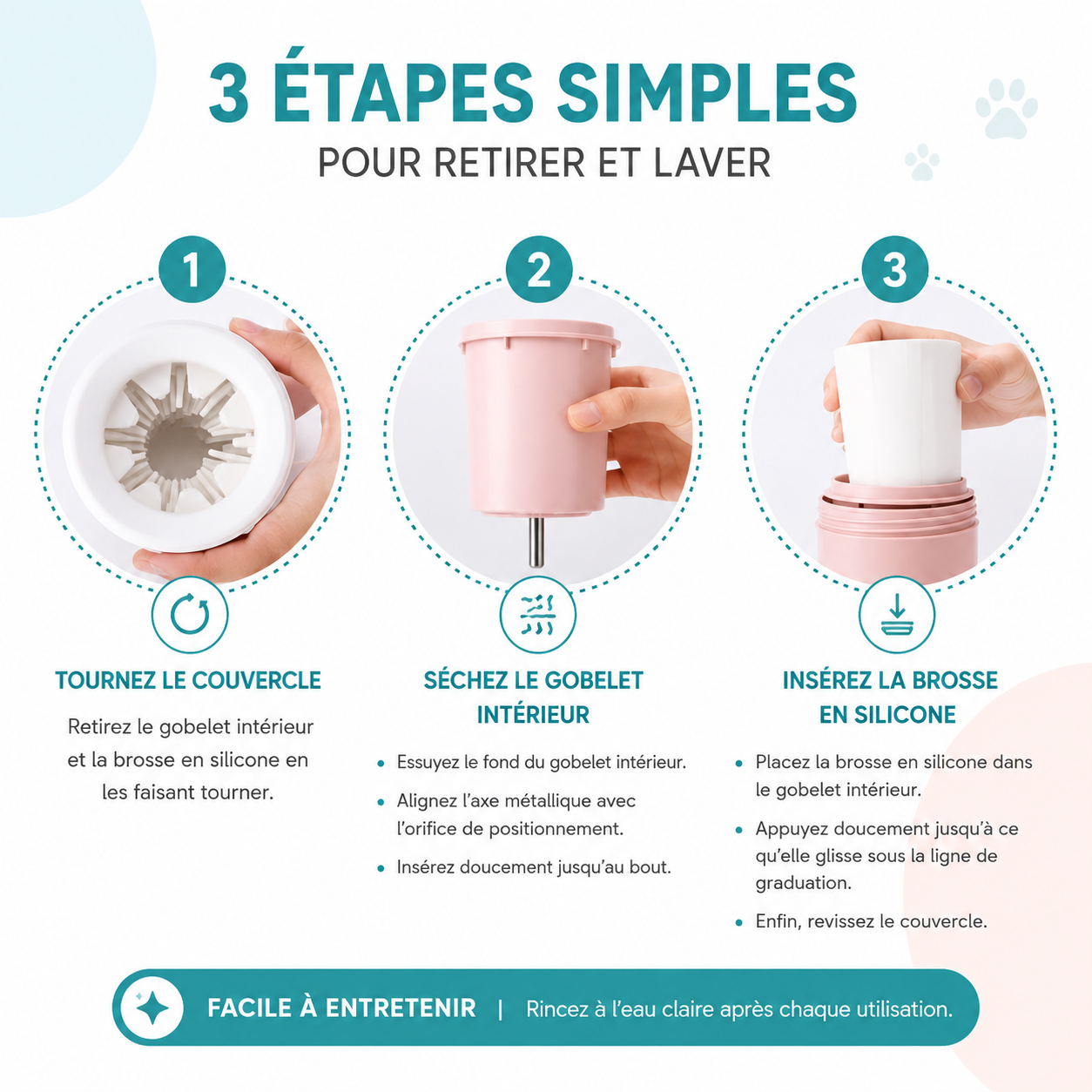 Felineau Nettoyeur de Pattes pour Chien en Silicone Souple | Gobelet Portable de Nettoyage Rapide des Pattes