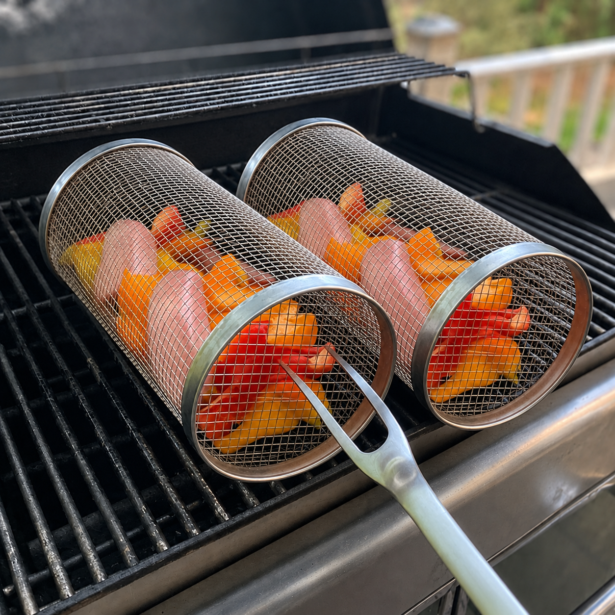 Panier rotatif pour barbecue – Rôtissoire à légumes en acier inoxydable 304