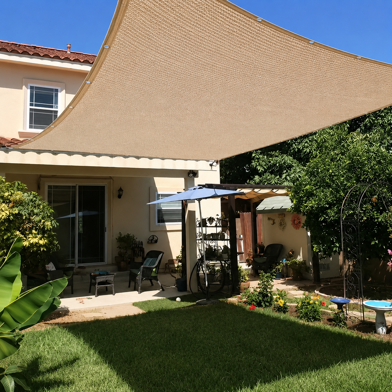Voile d’ombrage extérieure en filet – Protection UV pour jardin et terrasse – image 1