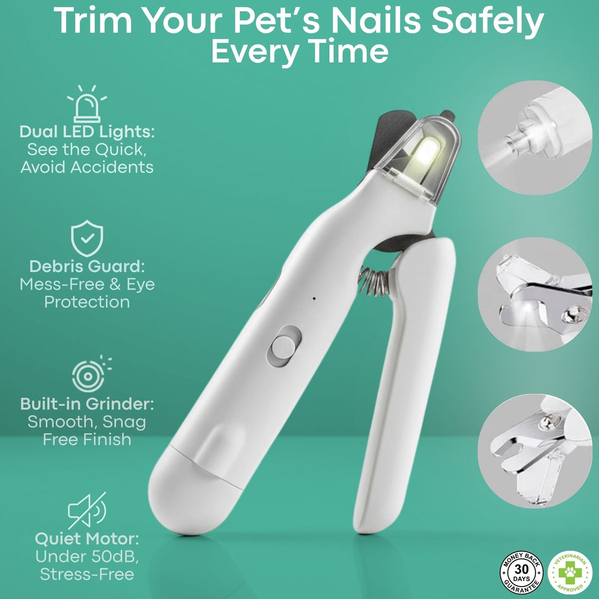 Coupe-griffes pour animaux à double éclairage LED