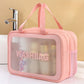 Trousse de toilette à façade transparente et poignées