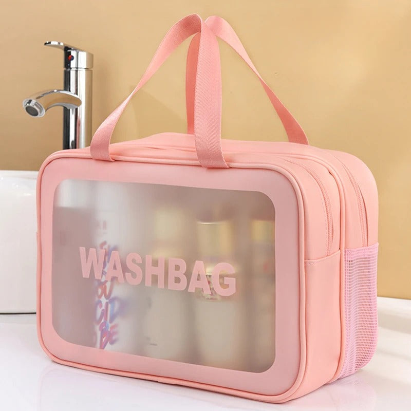 Trousse de toilette à façade transparente et poignées