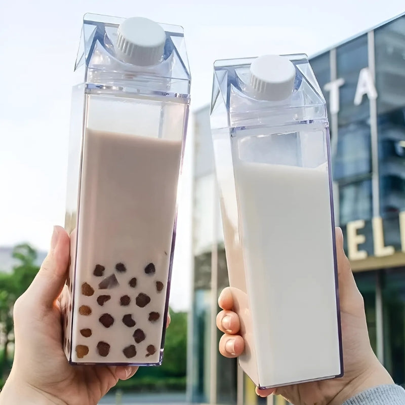 Bouteille transparente en forme de brique de lait, 500 ou 1000 ml