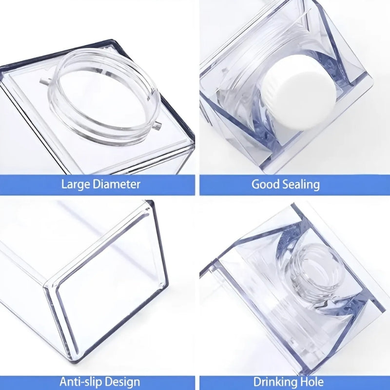 Bouteille transparente en forme de brique de lait, 500 ou 1000 ml