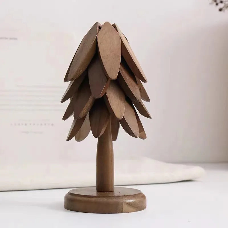 Ensemble de dessous-de-plat pliants en bois avec support arbre