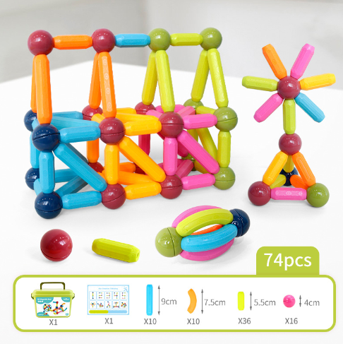 Jeu de construction magnétique avec tiges et boules en ABS