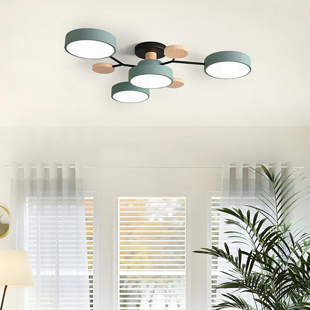 Plafonnier LED à plusieurs points lumineux en fer et acrylique
