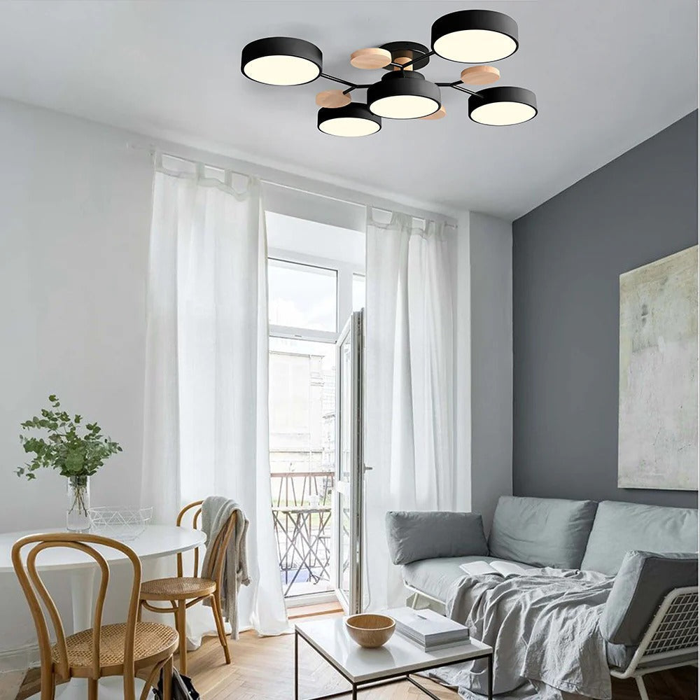 Plafonnier LED à plusieurs points lumineux en fer et acrylique