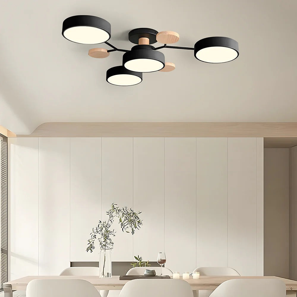 Plafonnier LED à plusieurs points lumineux en fer et acrylique