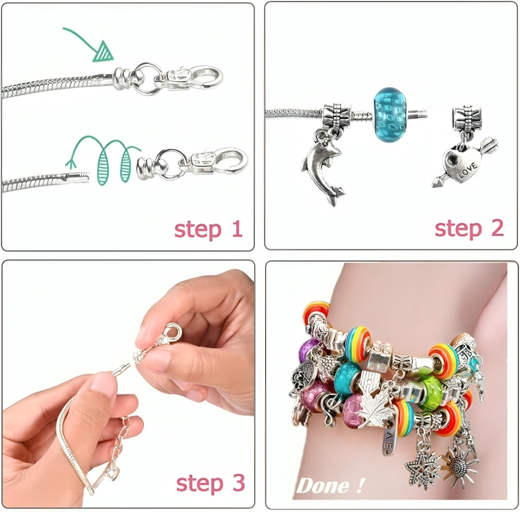 Kit de bracelets à breloques en alliage
