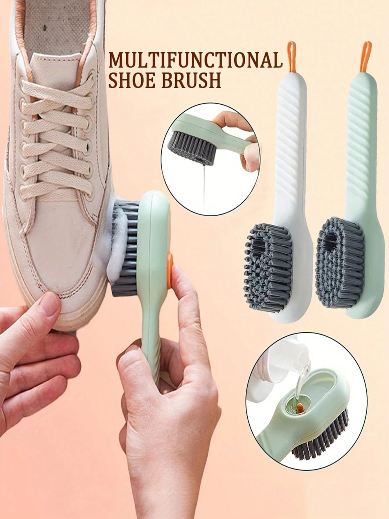 Brosse multifonction avec distributeur de liquide pour vêtements et chaussures