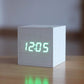 Horloge numérique cube en bambou et bois, 6 x 6 x 6 cm