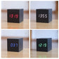 Horloge numérique cube en bambou et bois, 6 x 6 x 6 cm