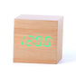 Horloge numérique cube en bambou et bois, 6 x 6 x 6 cm