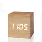 Horloge numérique cube en bambou et bois, 6 x 6 x 6 cm