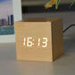 Horloge numérique cube en bambou et bois, 6 x 6 x 6 cm