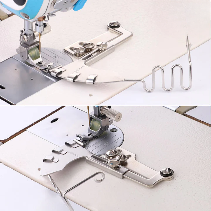 Pied presseur guide-biais double pli