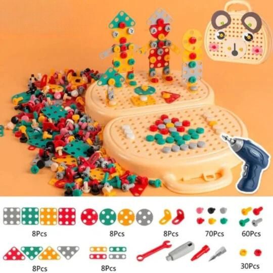 Kit de construction 3D avec perceuse jouet – plus de 200 pièces