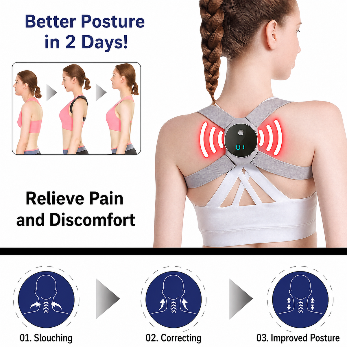 Capteur de posture à vibrations avec sangles réglables