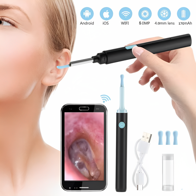 Otoscope avec caméra et 4 embouts en silicone